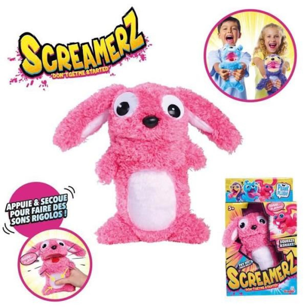 SILVERTORN Smoby - Screamerz - Peluche intéractive amusante - Lapin - 27 cm - Bruits en la secouant ou appuyant sur le bouton