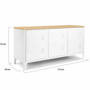 Voir la diapositive 5 : ID MARKET Buffet bas 113 cm ESTER 3 portes métal blanc plateau bois design industriel