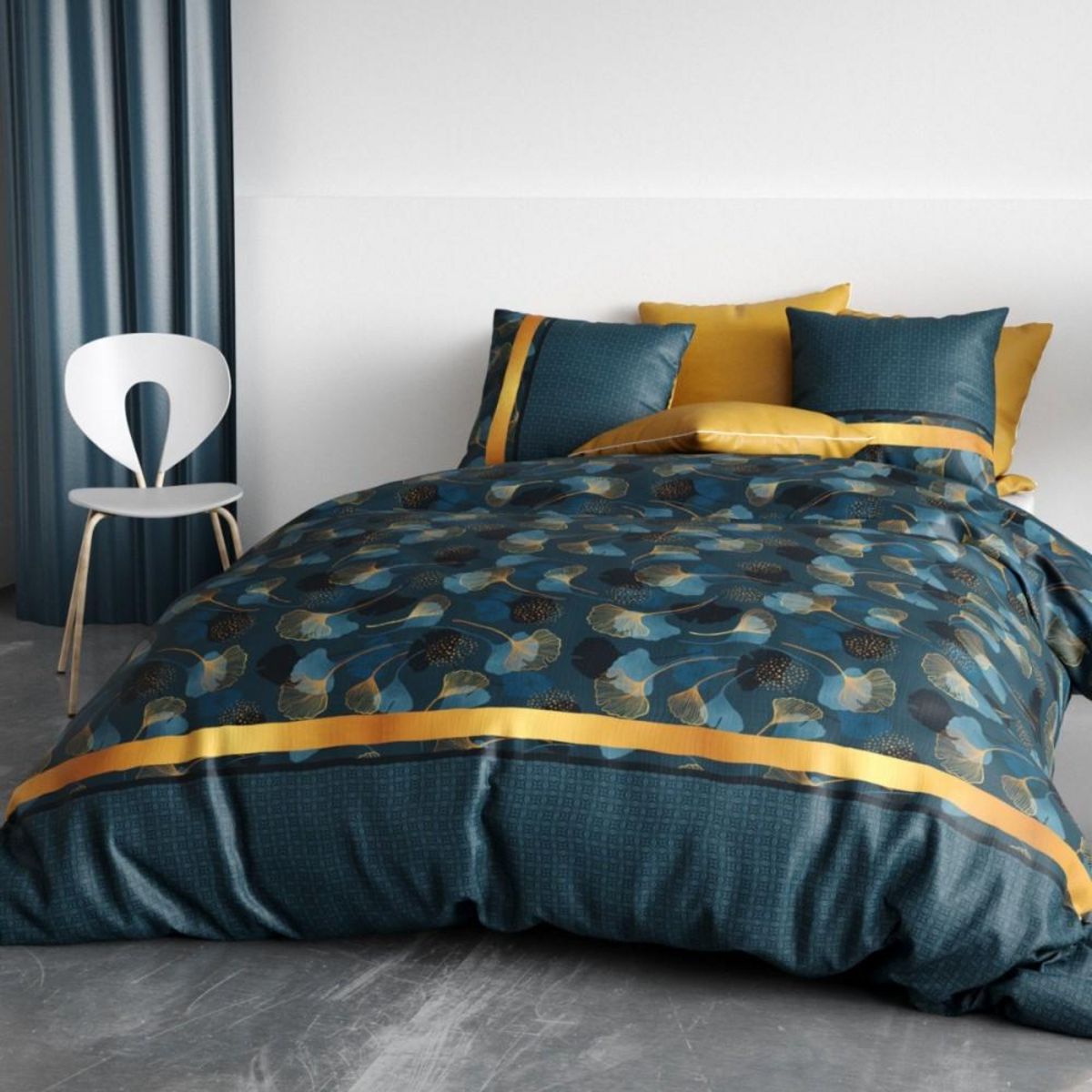 ATELIER DU COTON Housse de couette 260x240 GINKO + 2 taies coton 57 fils