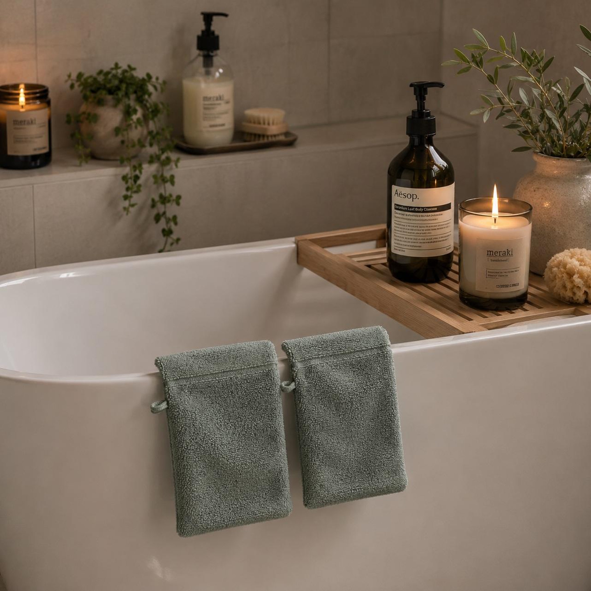 Voir la diapositive 5 : Eden Lot de 2 gants de toilette lilas