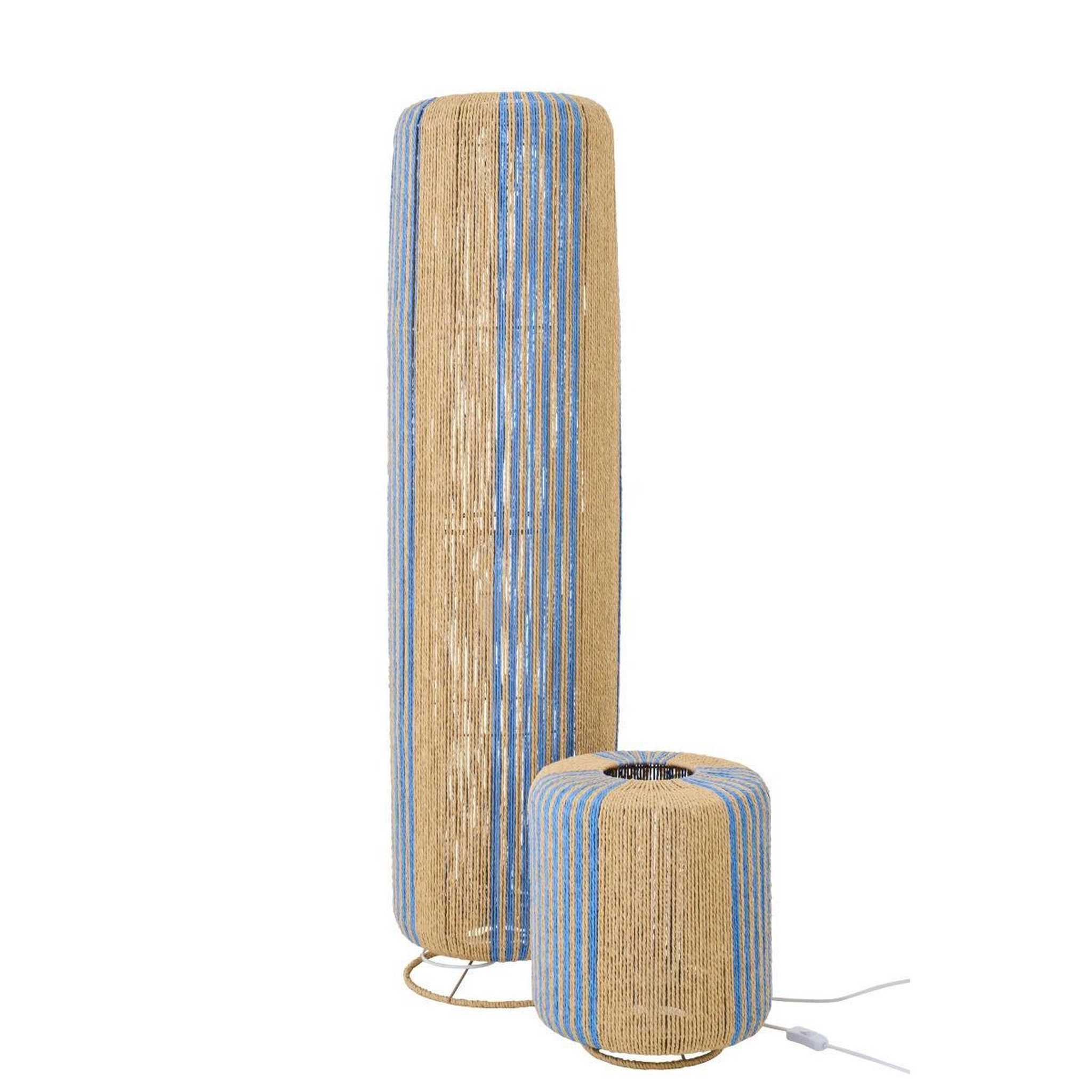 Voir la diapositive 5 : J-LINE Lampe à poser corde  chase  39cm bleu & naturel