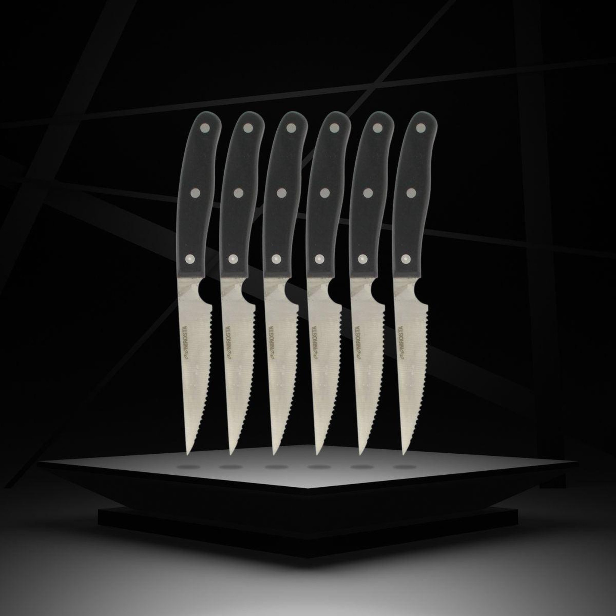 Voir la diapositive 4 : NIROSTA Lot de 6 couteaux à steak 22 cm nirosta fit
