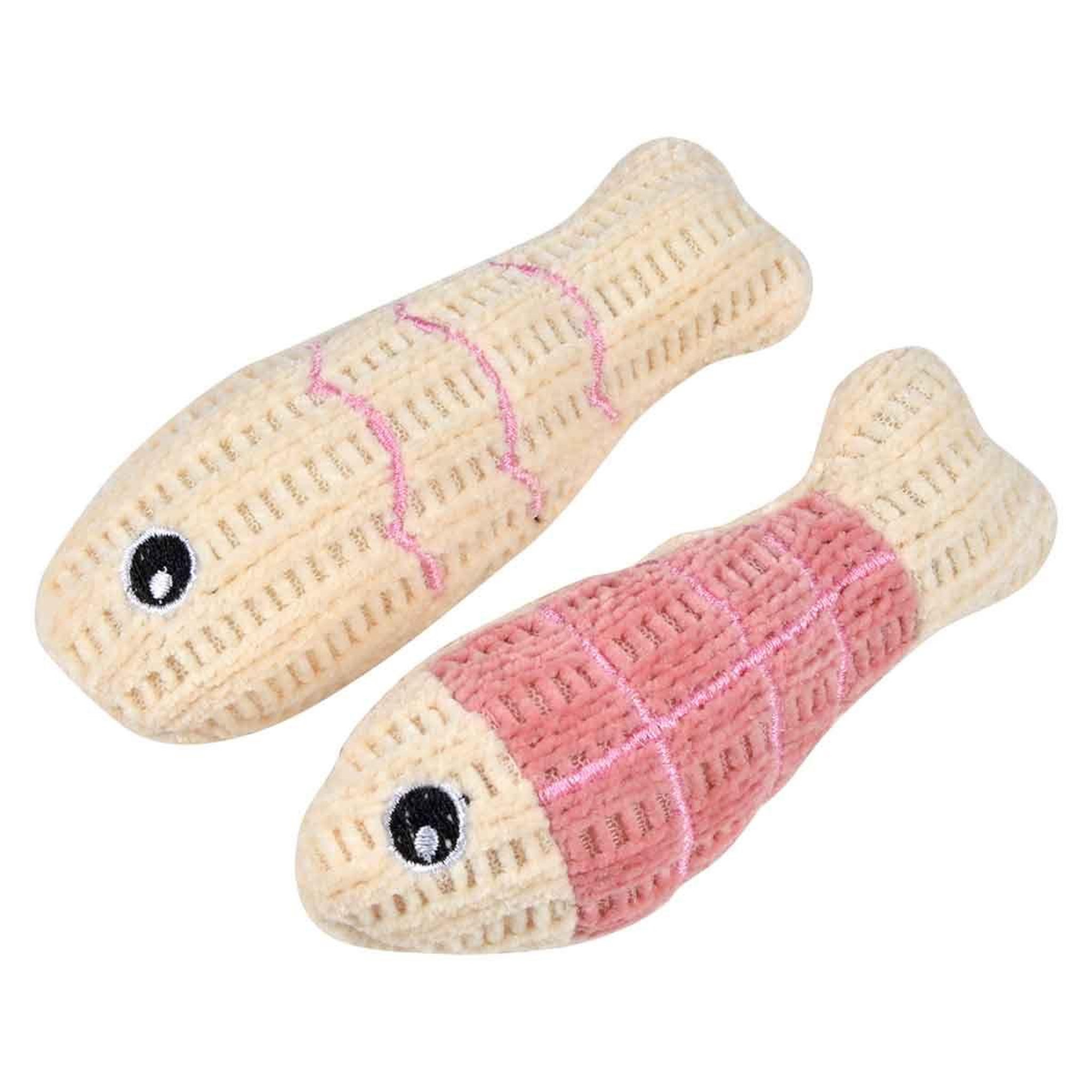 LOVE STORY Lot de 2 Jouets Poisson pour Chat  Boho Cat  12cm Bois de Rose