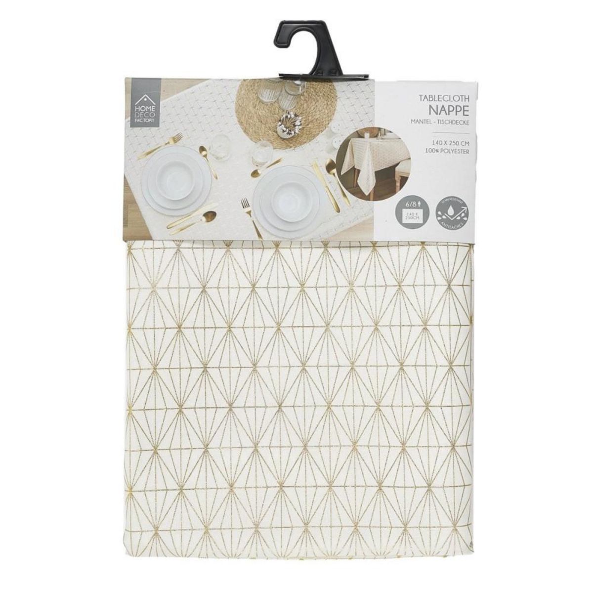 The Home Deco Factory Nappe motif géométrique doré 140x250cm