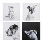 OSTARIA Ensemble de 4 tableaux sur toile imprimée 28x28 cm Funny