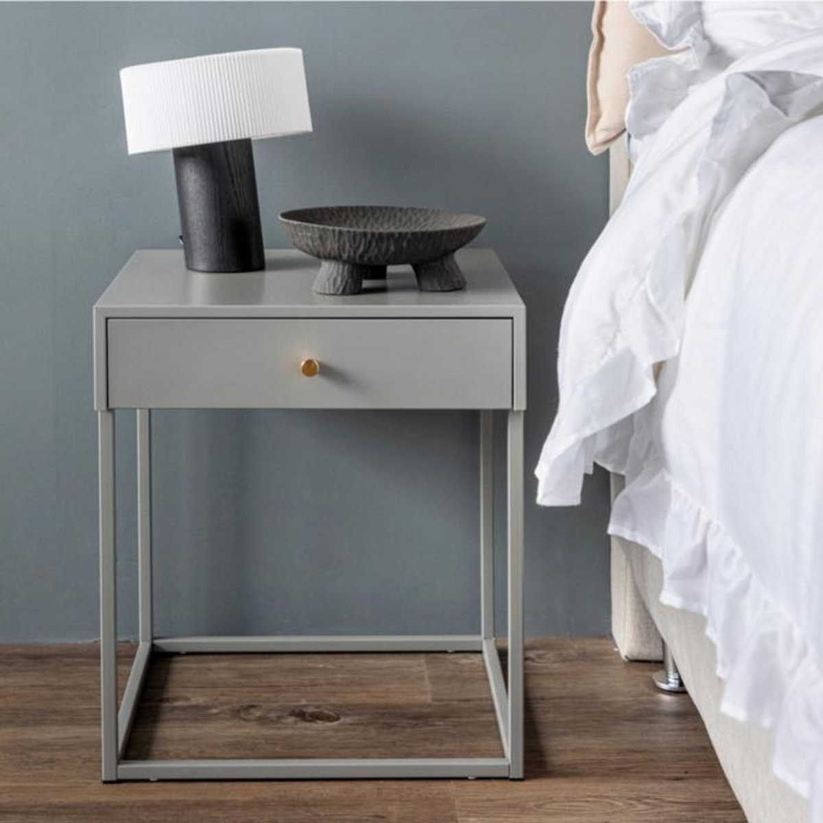 Paris Prix Table de Chevet 1 Tiroir  Bakal  50cm Gris