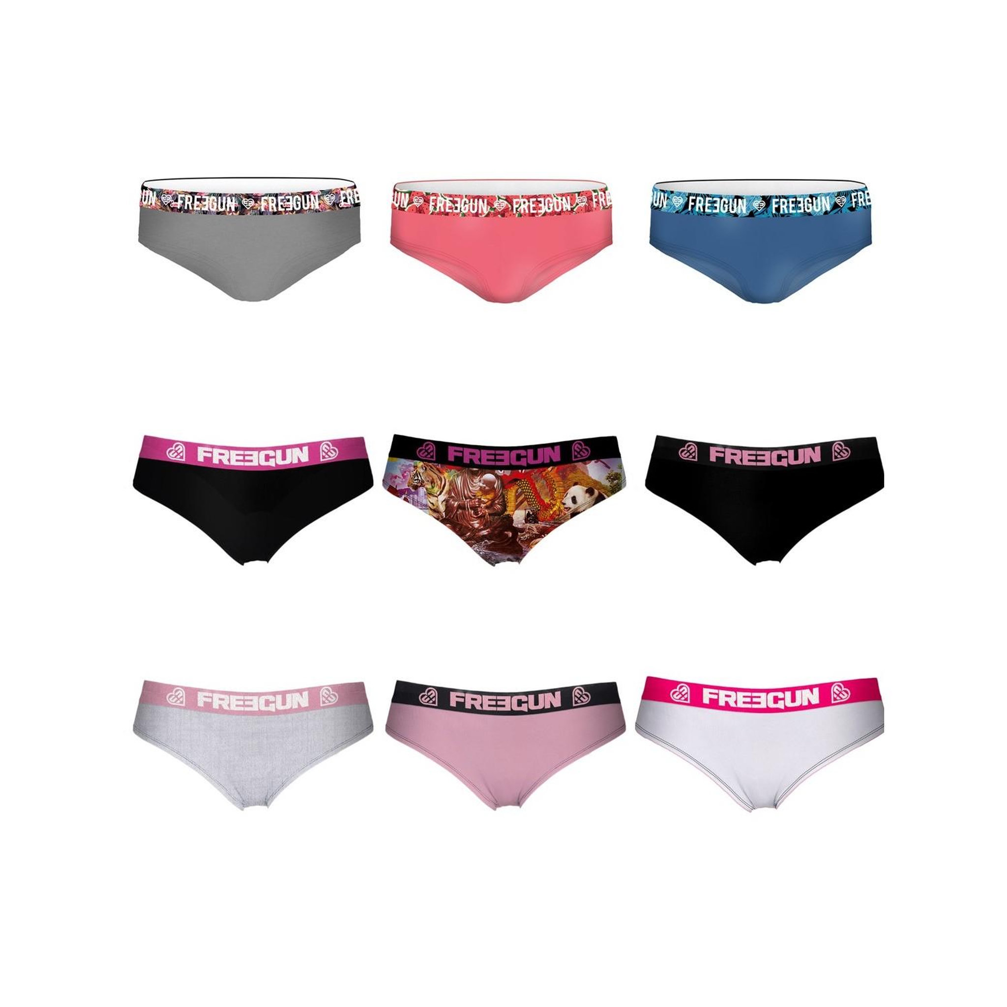 FREEGUN Pack Surprise de 3 Boxers coton fille. Coloris disponibles : Noir