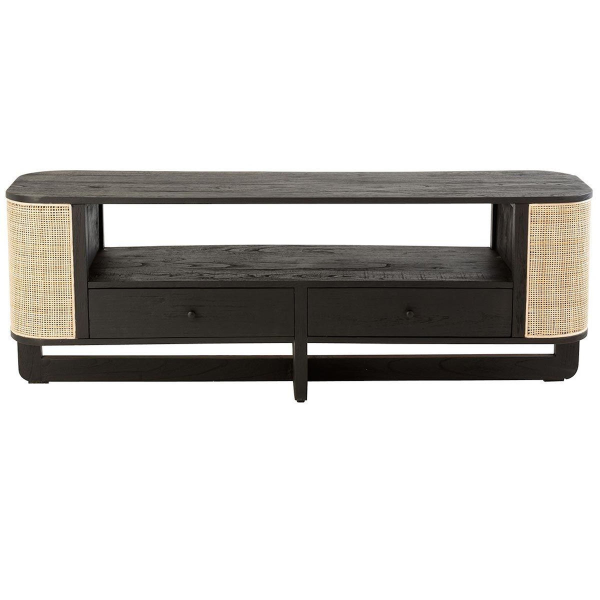 Paris Prix Meuble TV en Rotin  Molly  140cm Noir & Beige