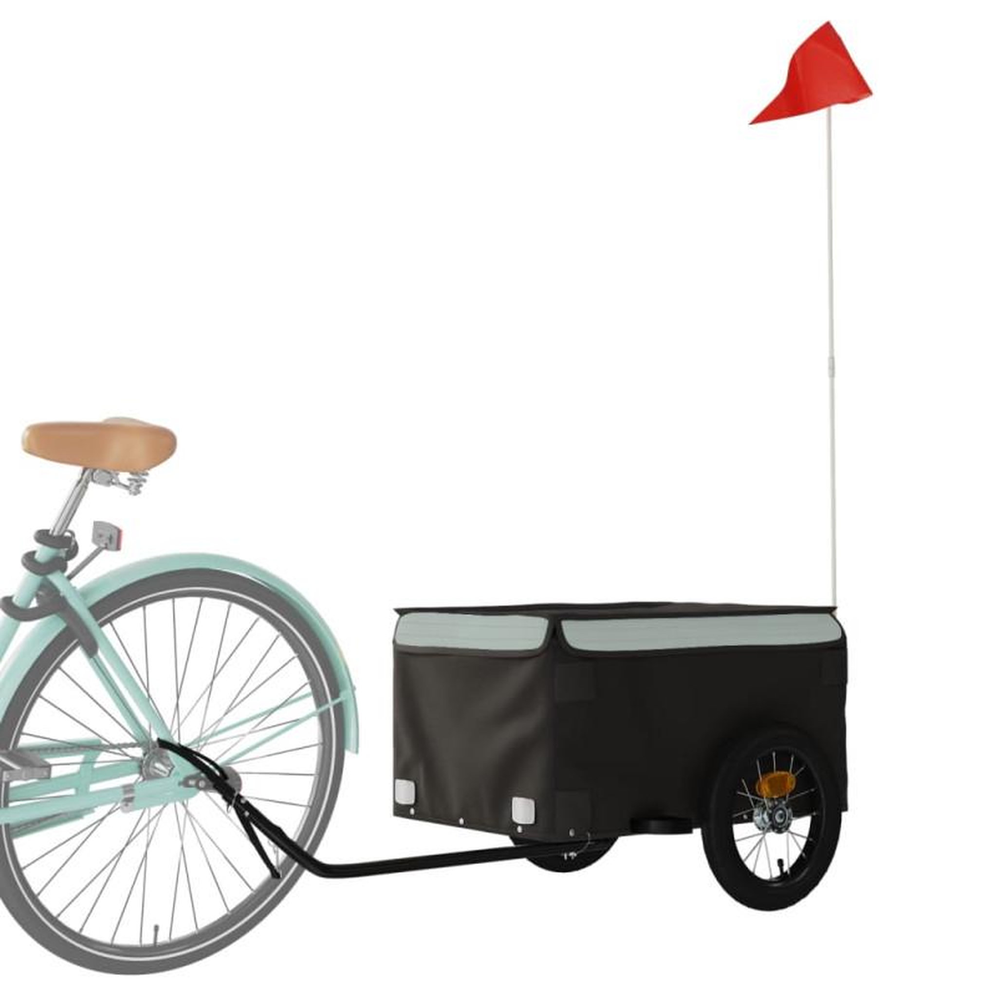 Voir la diapositive 3 : VIDAXL Remorque de vélo noir et gris 30 kg fer