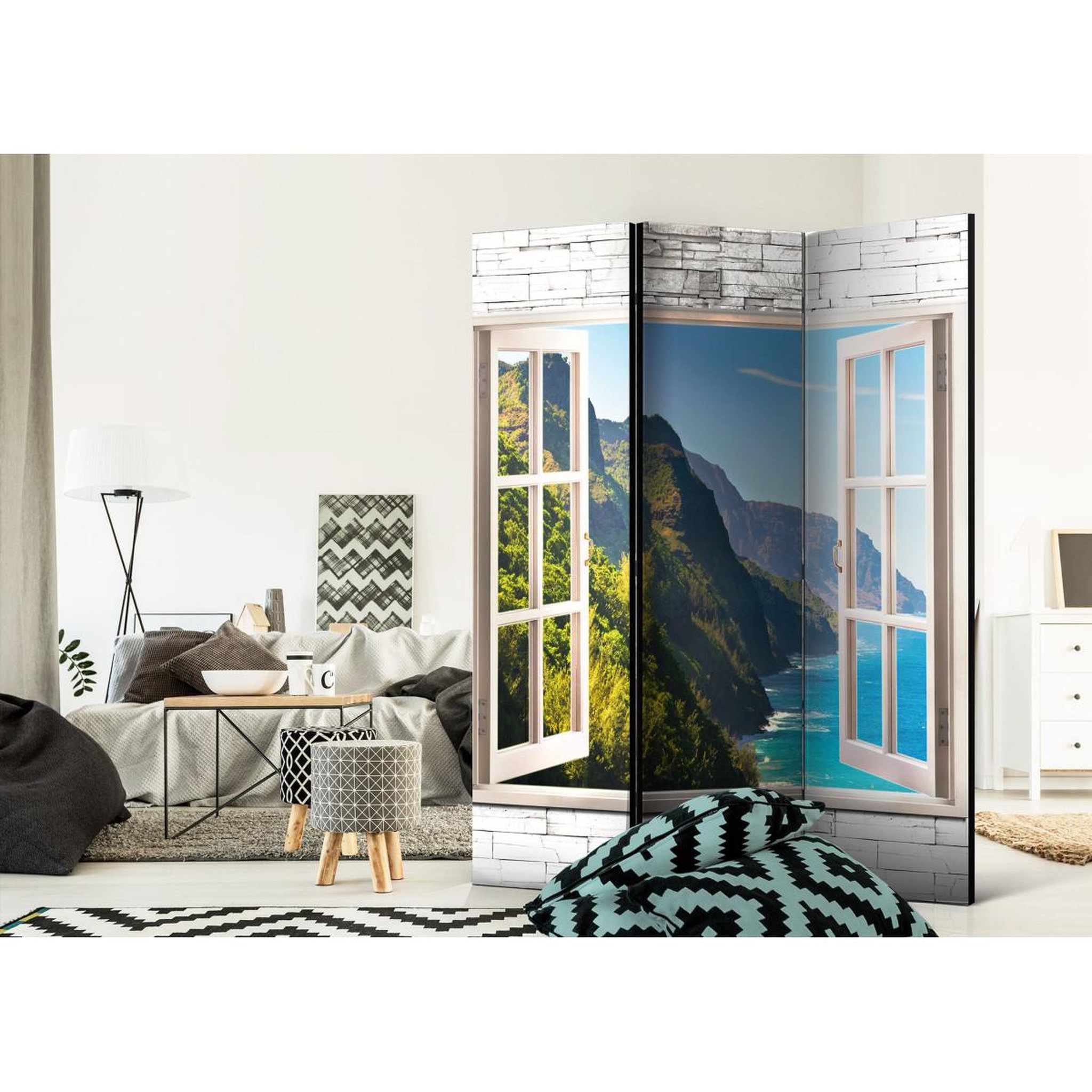 Voir la diapositive 2 : Paris Prix Paravent 3 volets  seaside hills  135x172cm