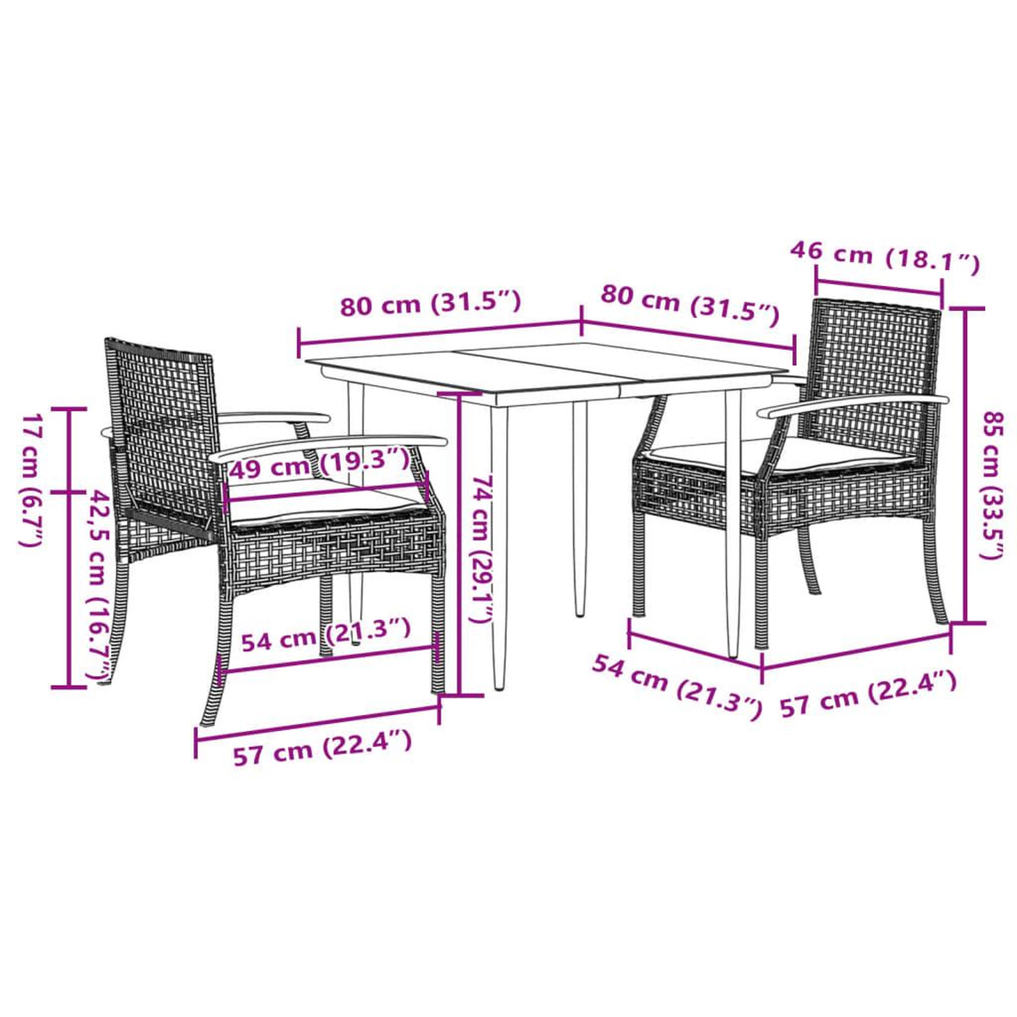 Voir la diapositive 6 : VIDAXL Ensemble a manger de jardin 3 pcs coussins gris resine tressee