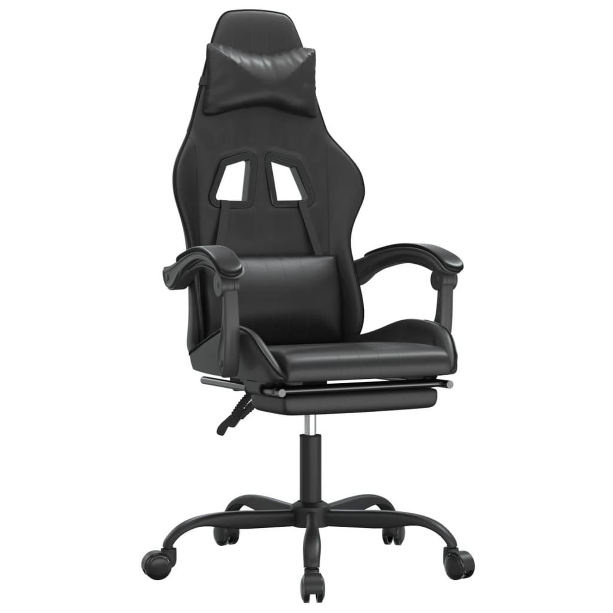 Voir la diapositive 2 : VIDAXL Chaise de jeu pivotante avec repose-pied Noir Similicuir