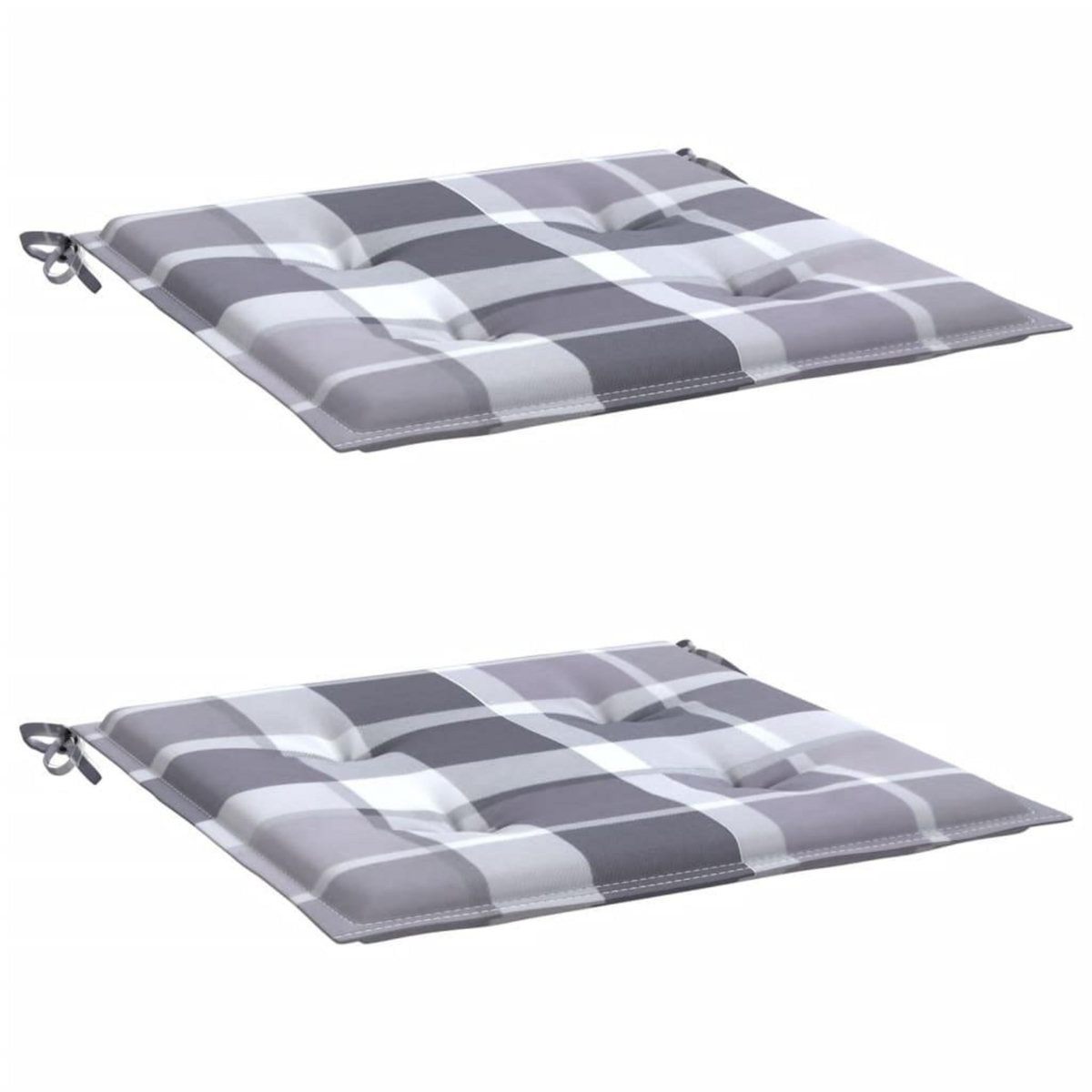 VIDAXL Coussins de chaise de jardin lot de 2 carreaux gris 40x40x3 cm