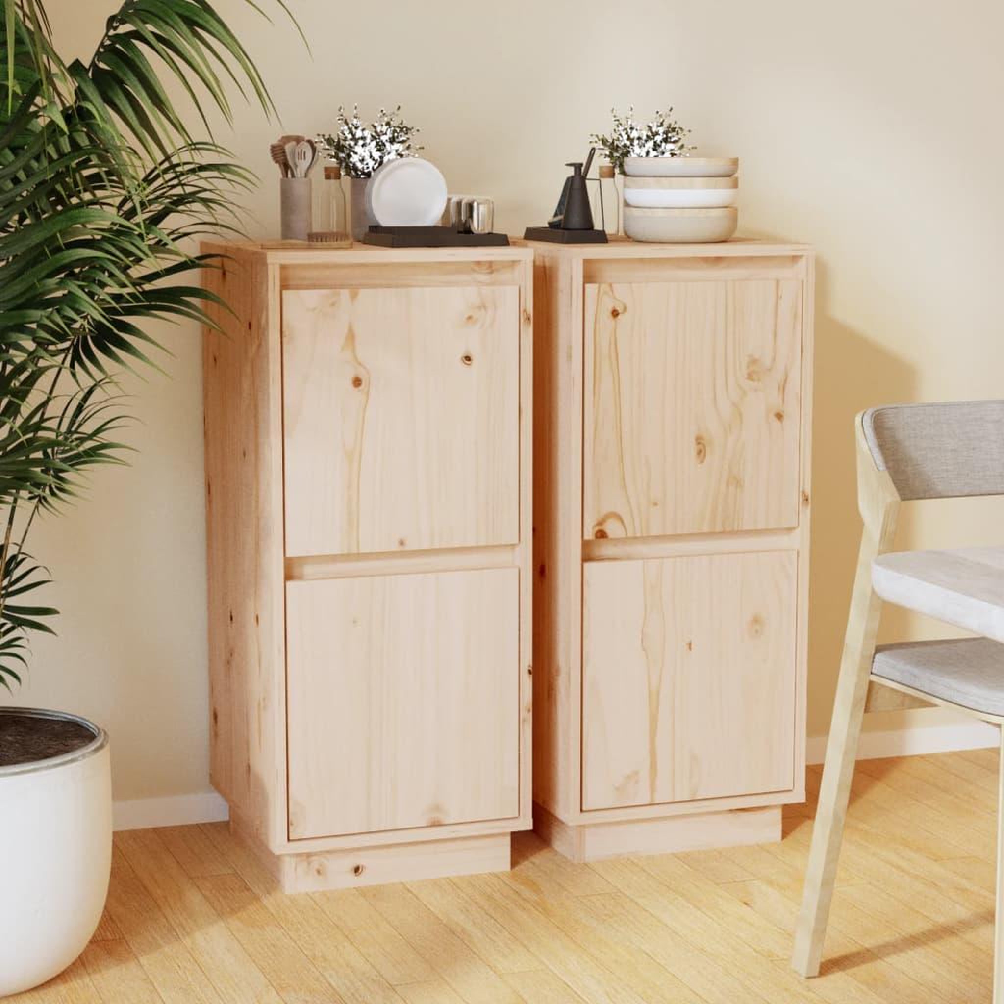 Voir la diapositive 1 : VIDAXL Buffets 2 pcs 31,5x34x75 cm Bois massif de pin