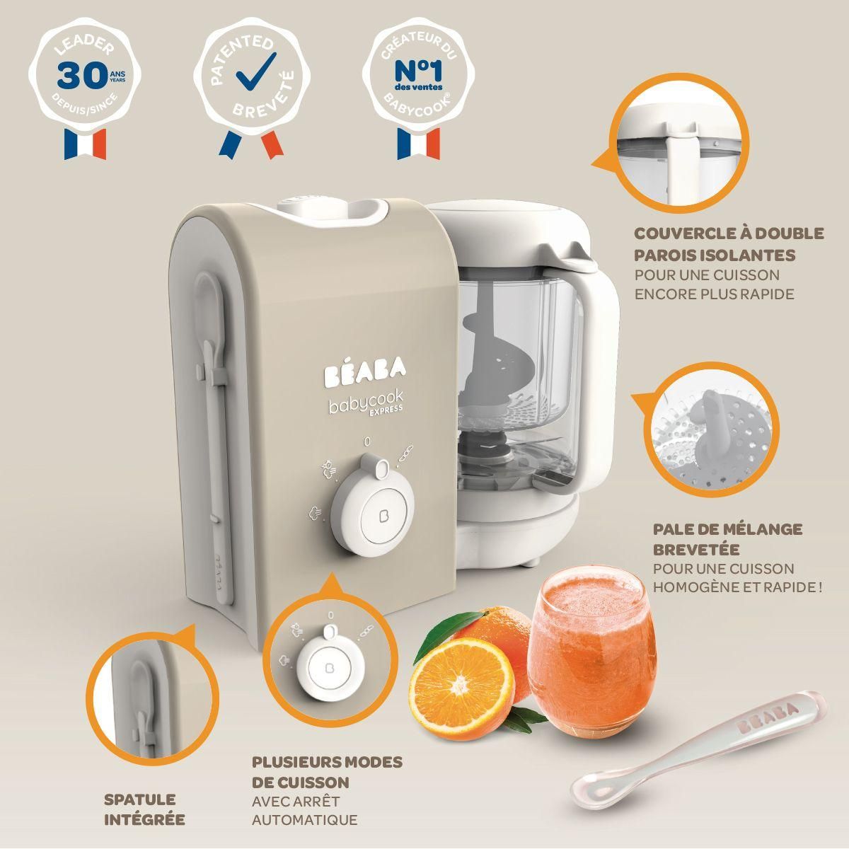 BEABA Mixeur Cuiseur Bébé Babycook Express terre d'argile
