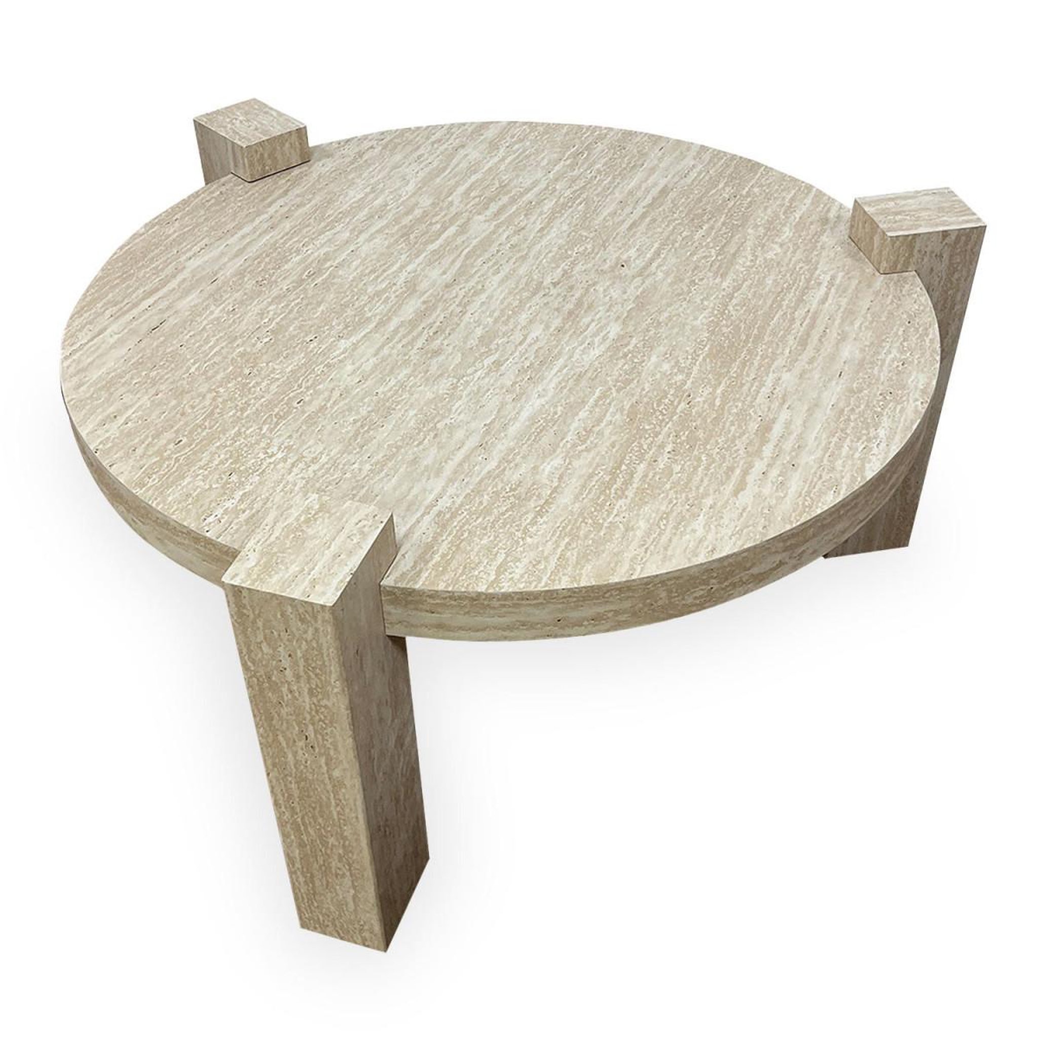 Voir la diapositive 2 : Paris Prix Table basse effet travertin  terry  84cm beige
