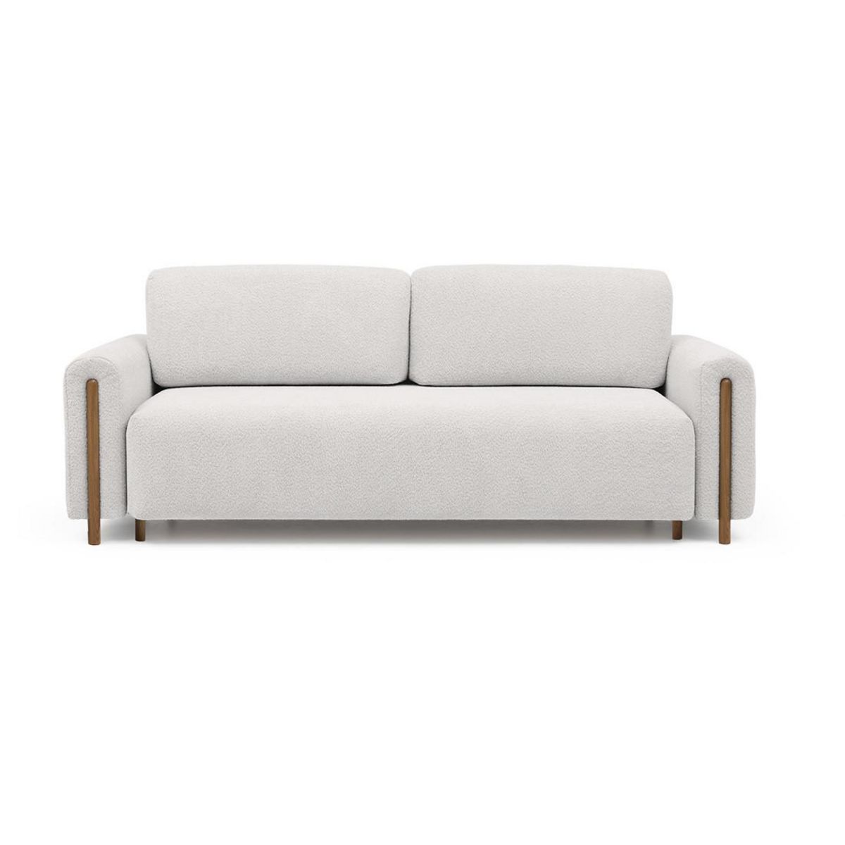BEST MOBILIER Glendale - canapé droit 3 places - convertible avec coffre - en tissu bouclette