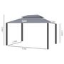 Voir la diapositive 3 : OUTSUNNY Tonnelle barnum pavillon de jardin style colonial double toit toile moustiquaires et toiles amovibles 3,9L x 2,9l x 2,8H m gris