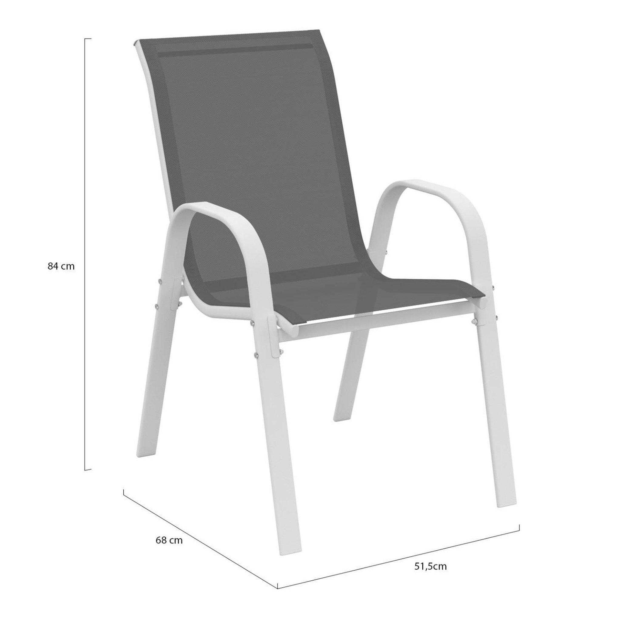 Voir la diapositive 6 : ID MARKET Lot de 4 chaises de jardin lyma métal et textilène empilables blanc et gris
