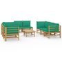 Voir la diapositive 2 : VIDAXL Salon de jardin 9 pcs avec coussins vert bambou
