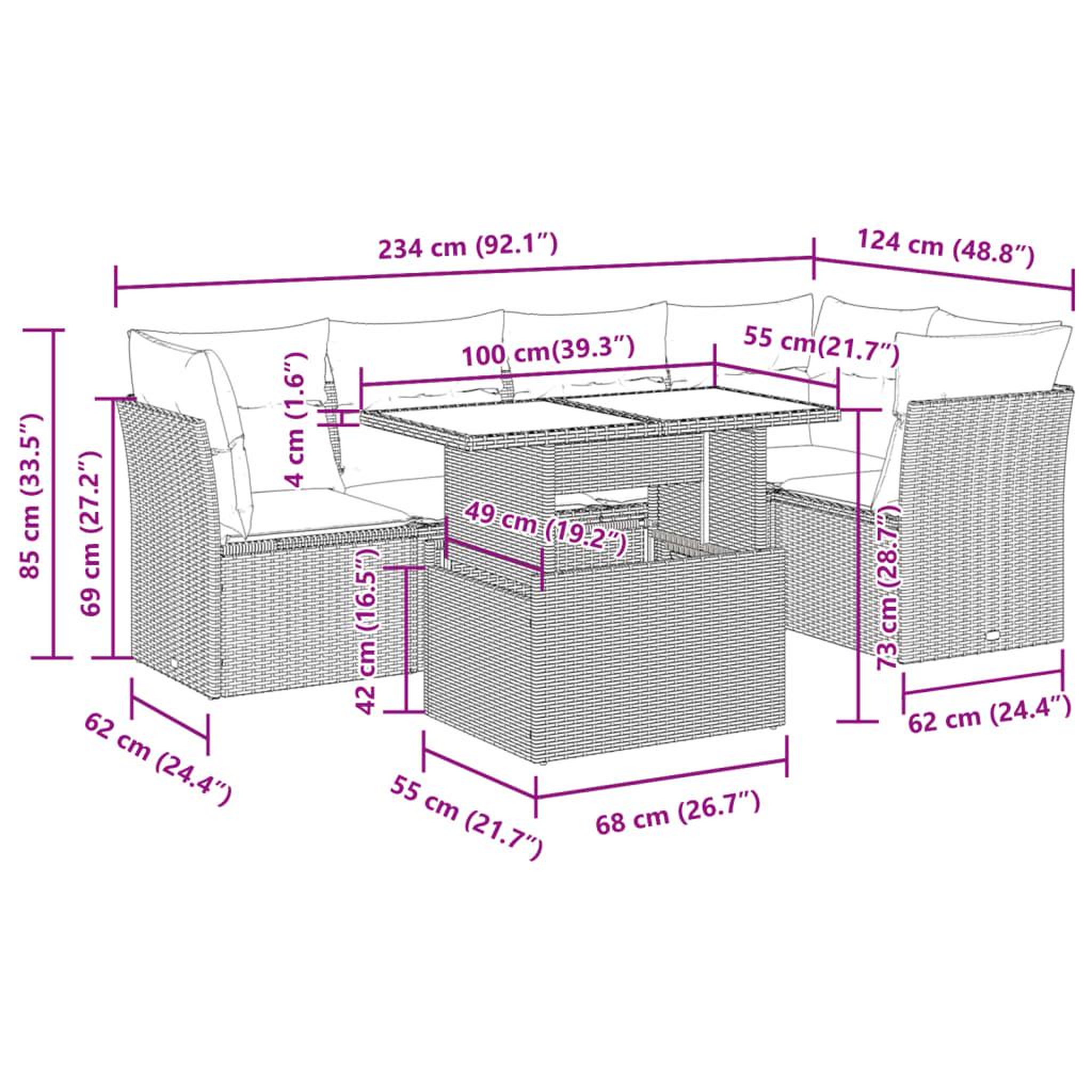 Voir la diapositive 6 : VIDAXL Salon de jardin avec coussins 6 pcs beige resine tressee