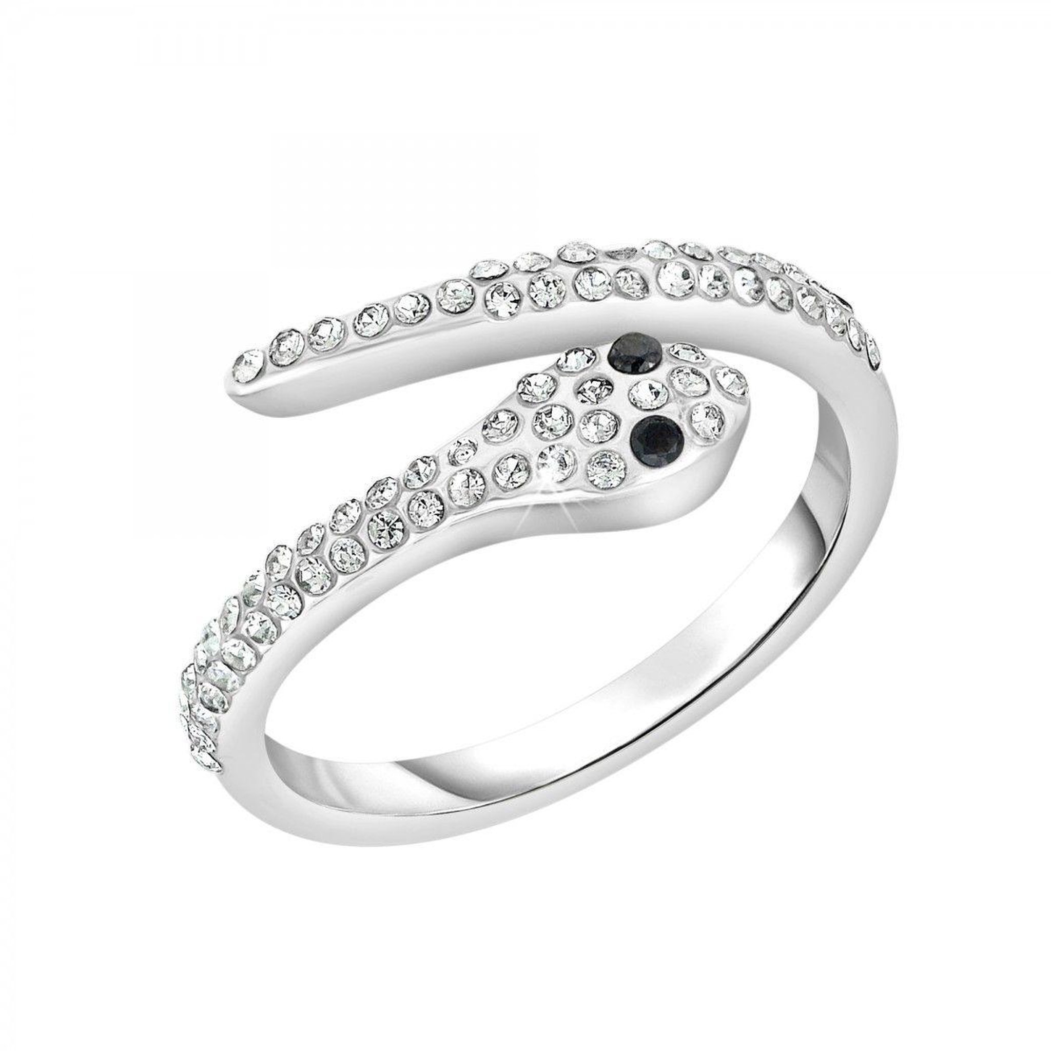 SC CRYSTAL Bague serpent ajustable par SC Crystal ornée de deux véritables diamants noirs