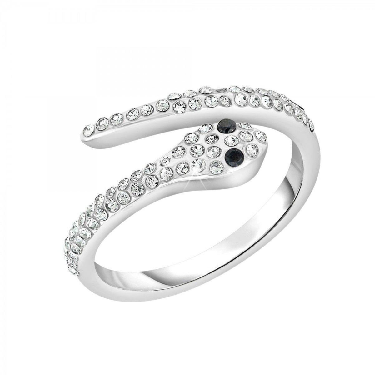 SC CRYSTAL Bague serpent ajustable par SC Crystal ornée de deux véritables diamants noirs
