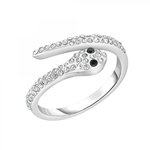 SC CRYSTAL Bague serpent ajustable par SC Crystal ornée de deux véritables diamants noirs