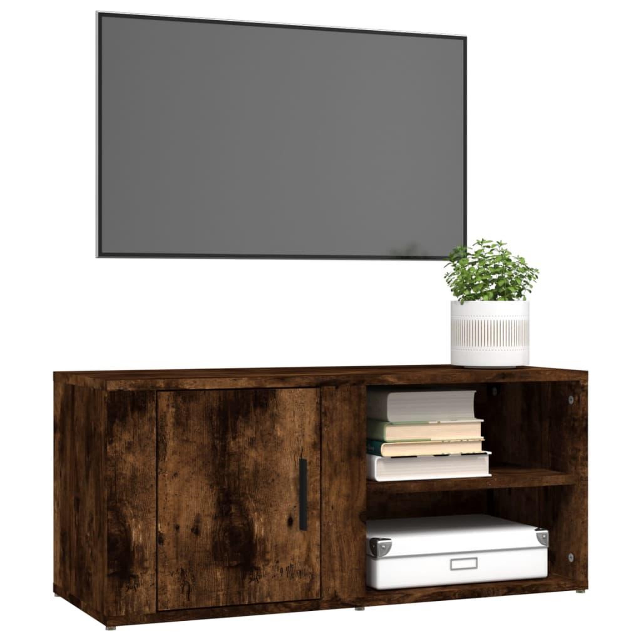 Voir la diapositive 4 : VIDAXL Meuble TV Chene fume 80x31,5x36 cm Bois d'ingenierie