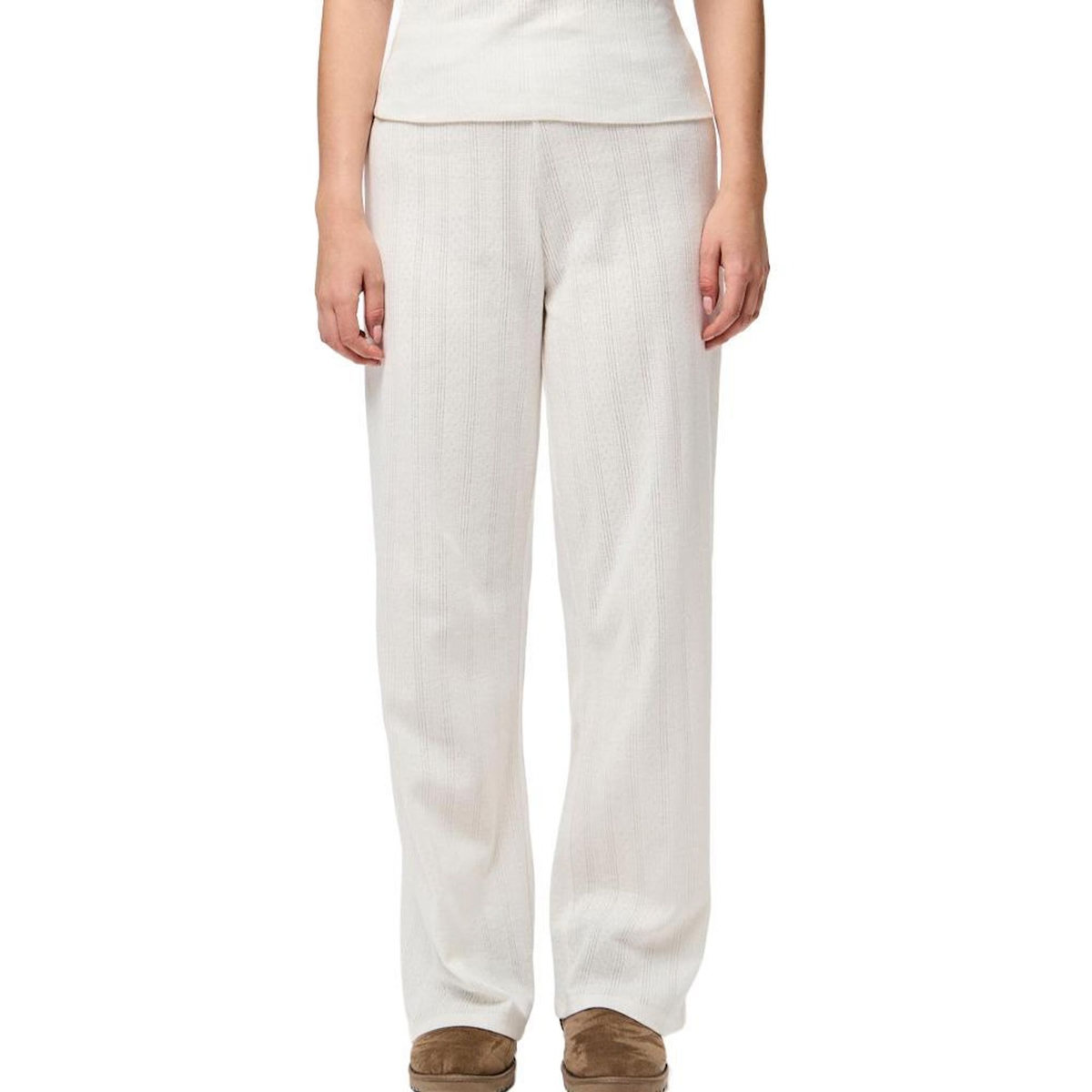 Pieces Pantalon de pyjama Blanc Femme Pièces Pointelle