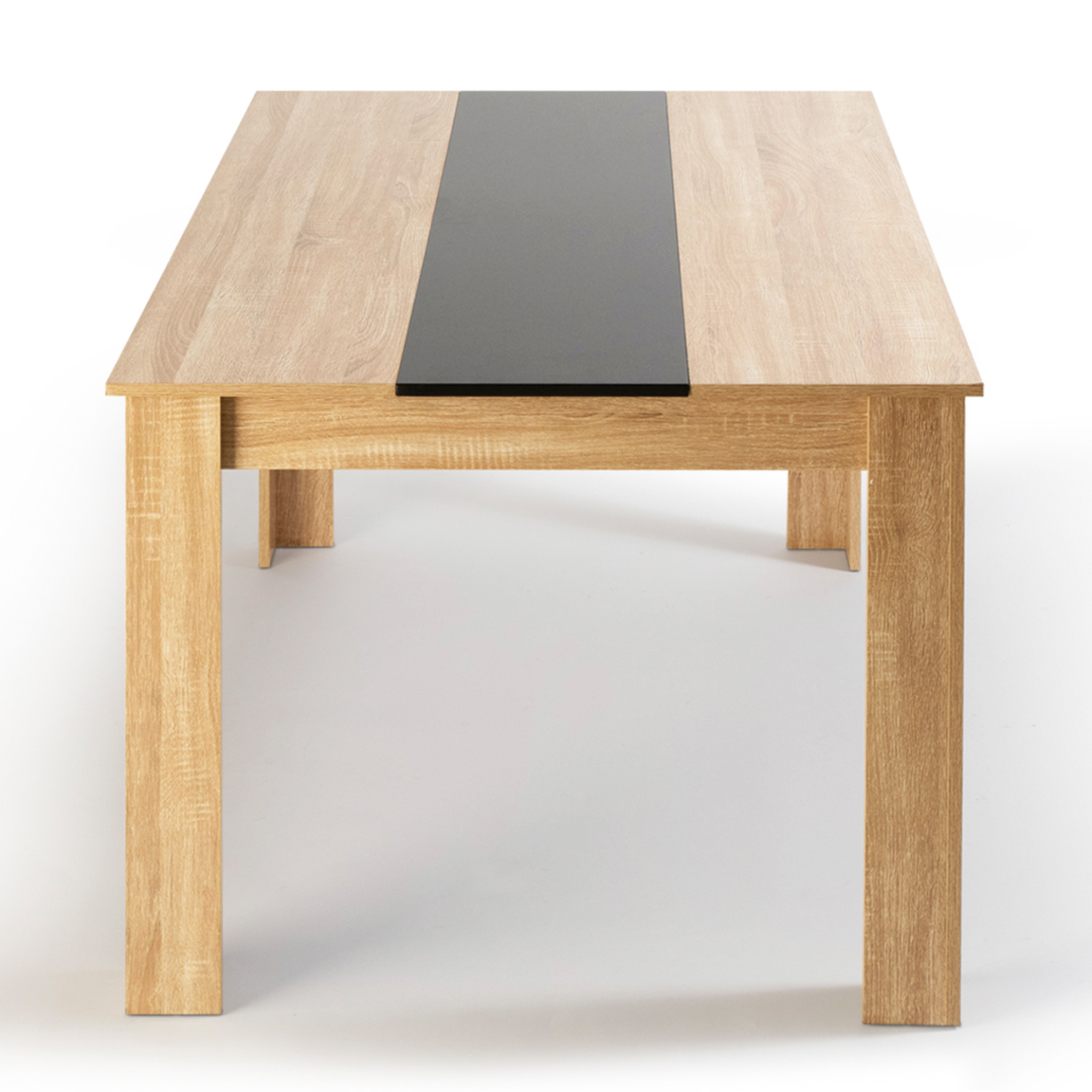 Voir la diapositive 6 : ID MARKET Ensemble table à manger georgia 140 cm imitation hêtre et noire et 6 chaises romane noires