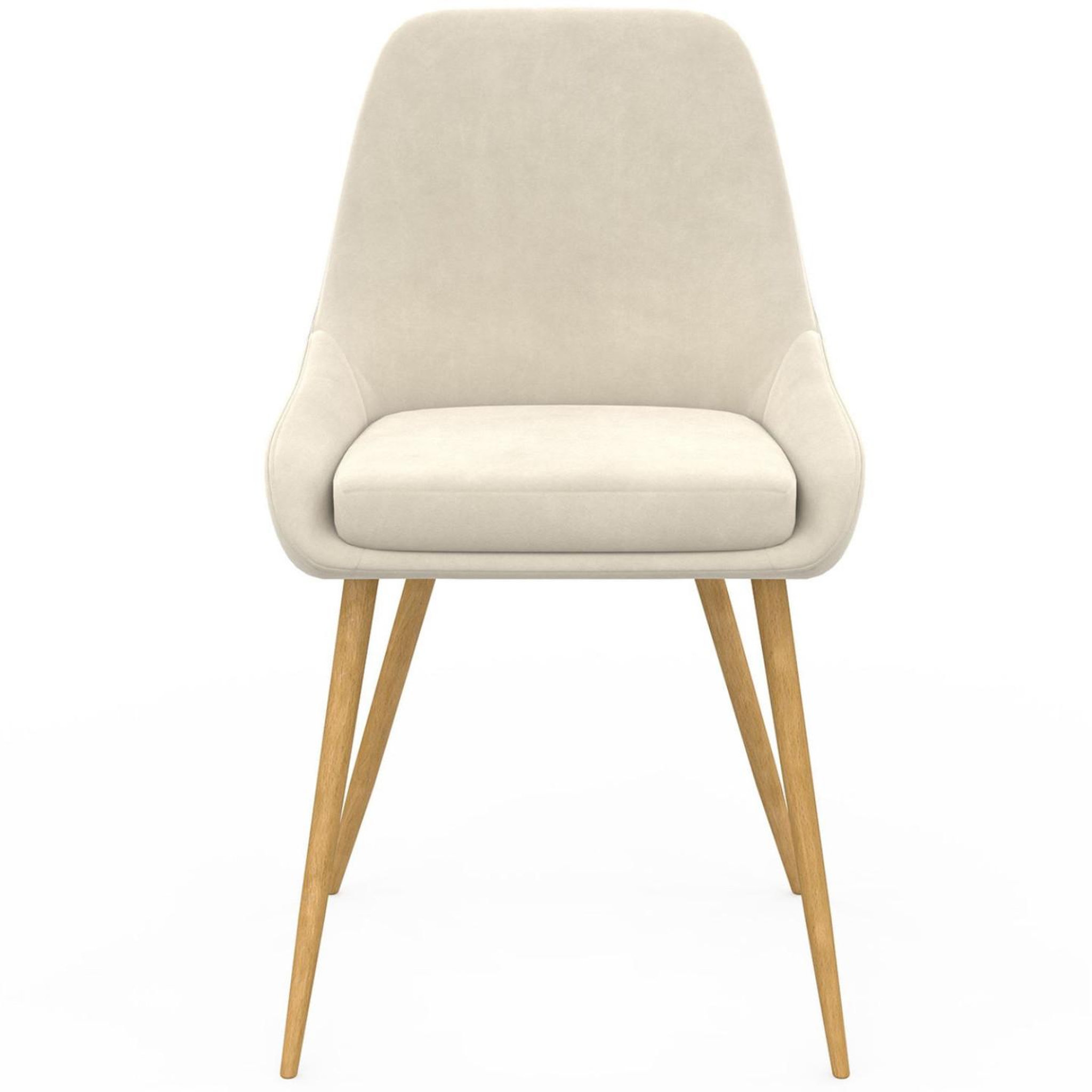 Voir la diapositive 3 : ID MARKET Lot de 6 chaises de salle à manger thalya en velours beige et pieds effet bois avec accoudoirs