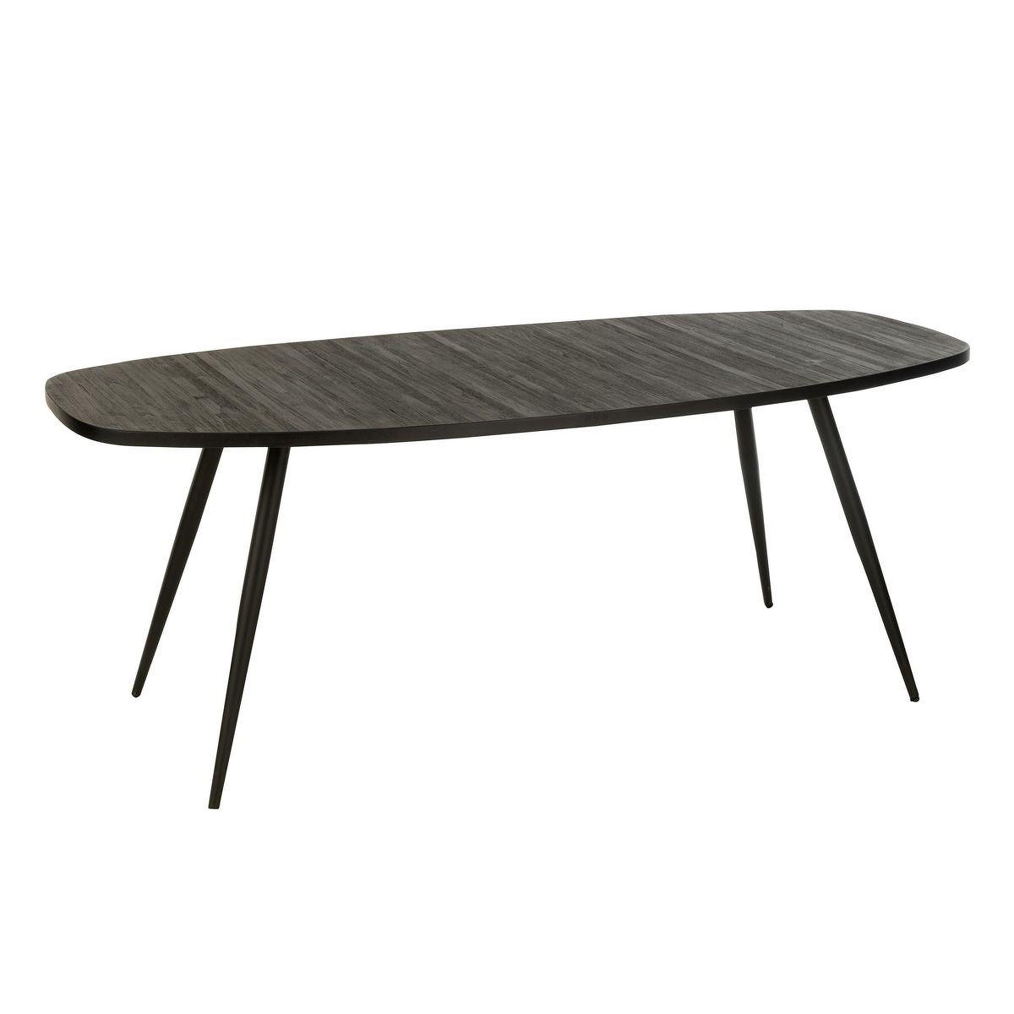 Voir la diapositive 1 : J-LINE Table à manger ovale en bois  teck  200cm noir