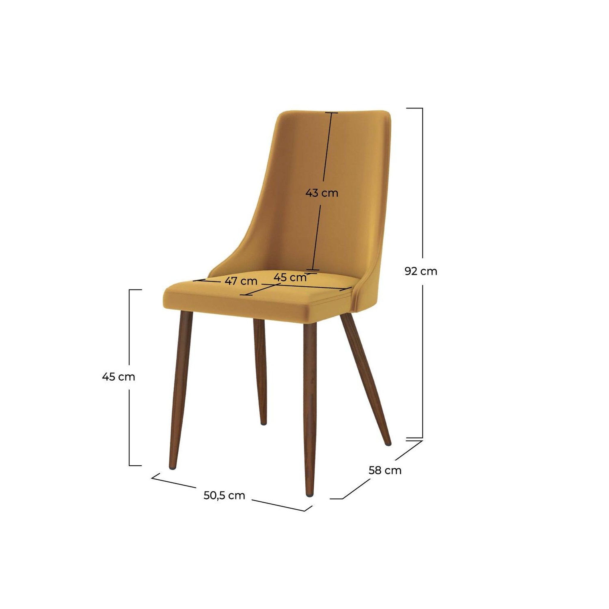 Voir la diapositive 4 : MAISON PAVANE Lot de 2 chaises en velours jaune moutarde-vinni