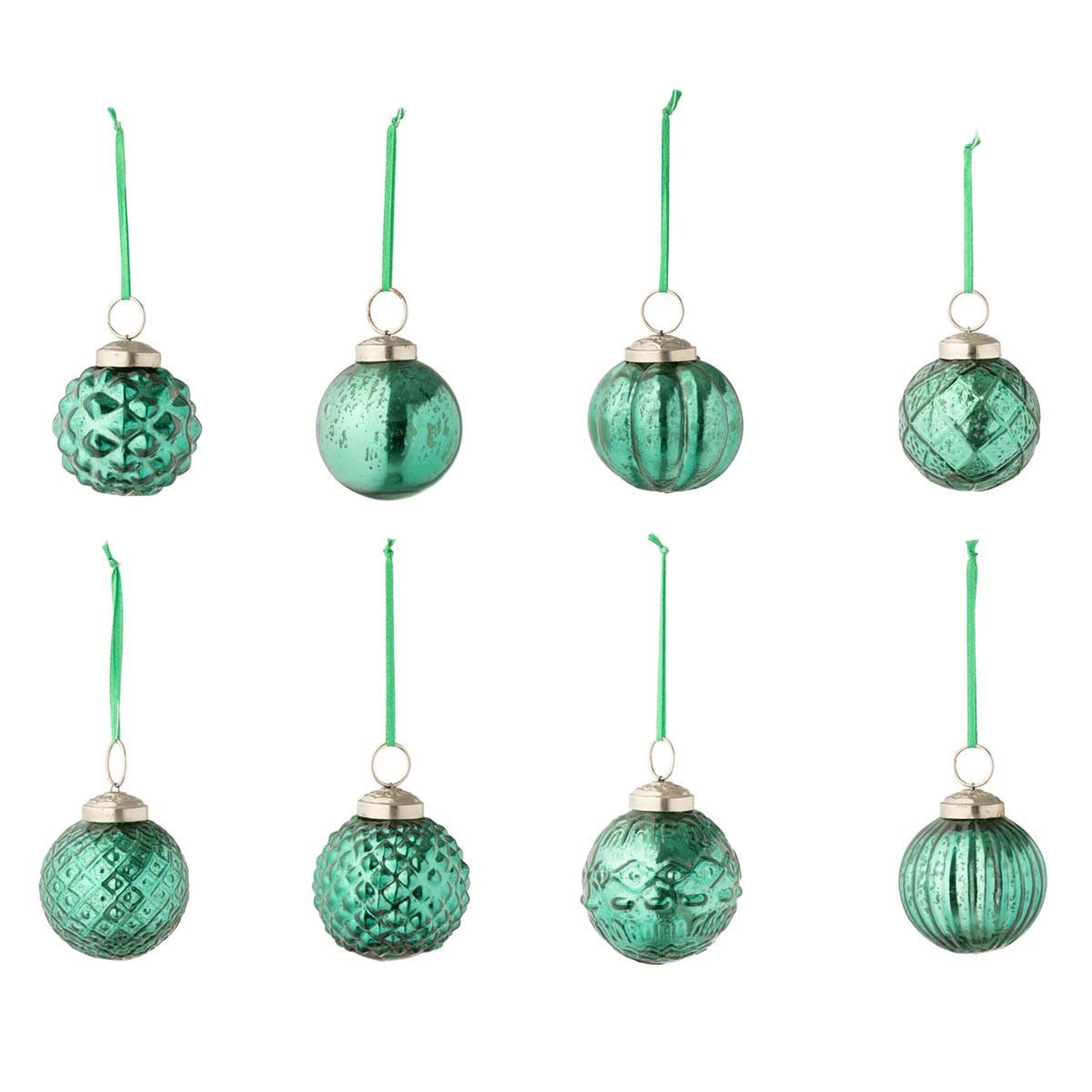 J-LINE Lot de 40 boules de noël  8 motifs  6cm vert