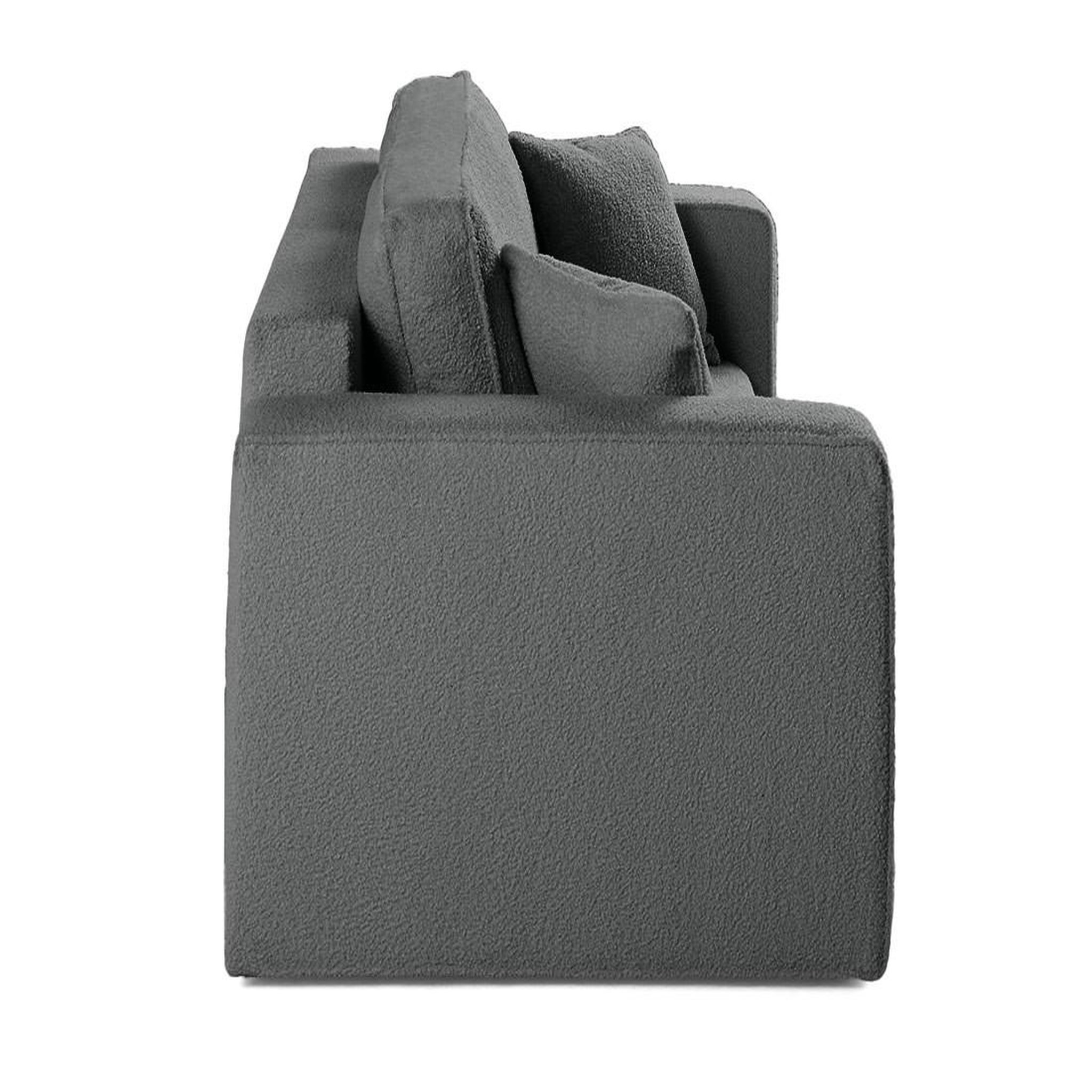 Voir la diapositive 4 : BEST MOBILIER Topaze - canapé droit 2 places - en tissu bouclette