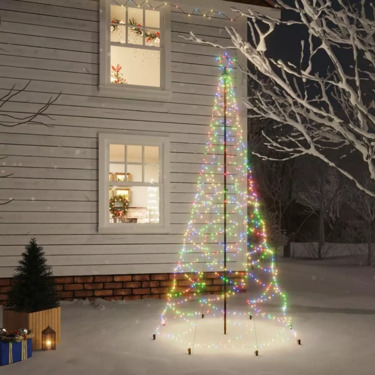 VIDAXL Arbre de Noël avec poteau en metal 500 LED colorees 3 m