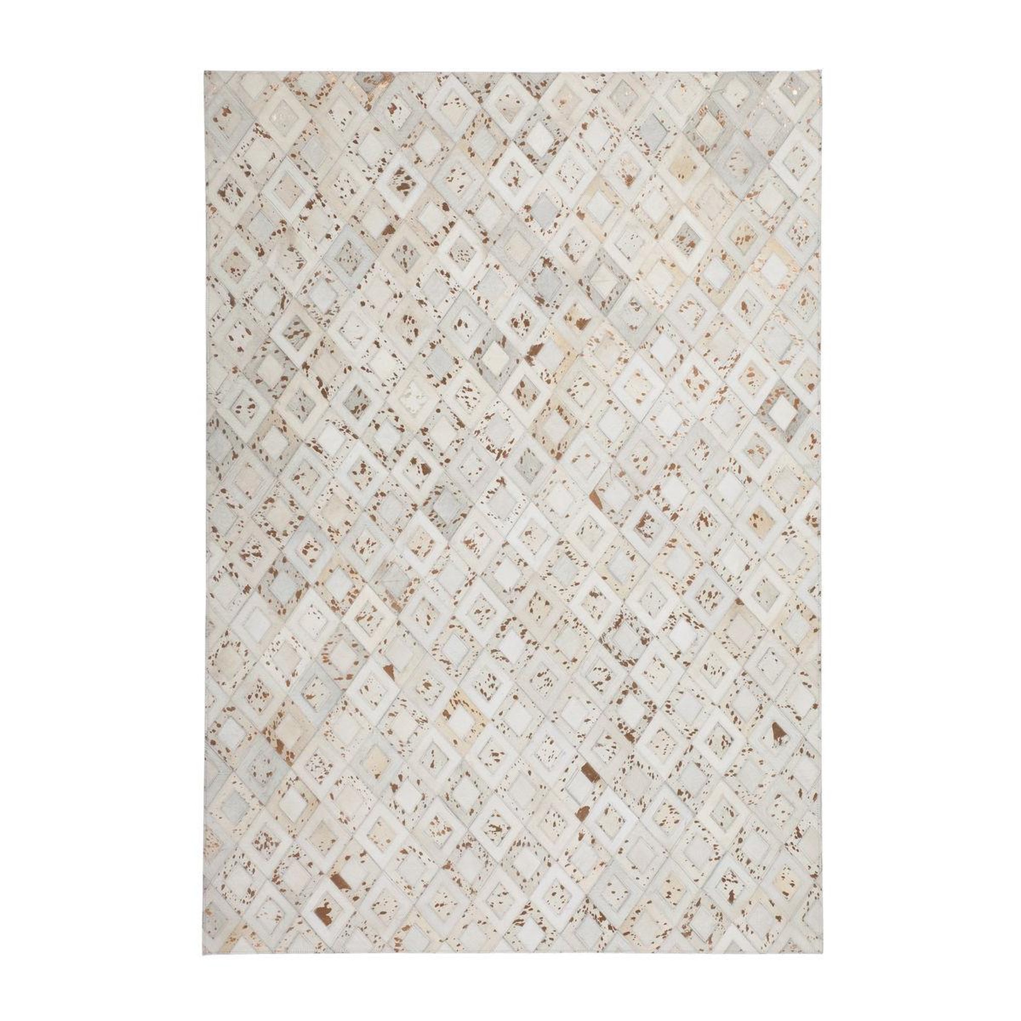 Voir la diapositive 1 : Paris Prix Tapis en cuir effet métallique  spark  ivoire & chrome