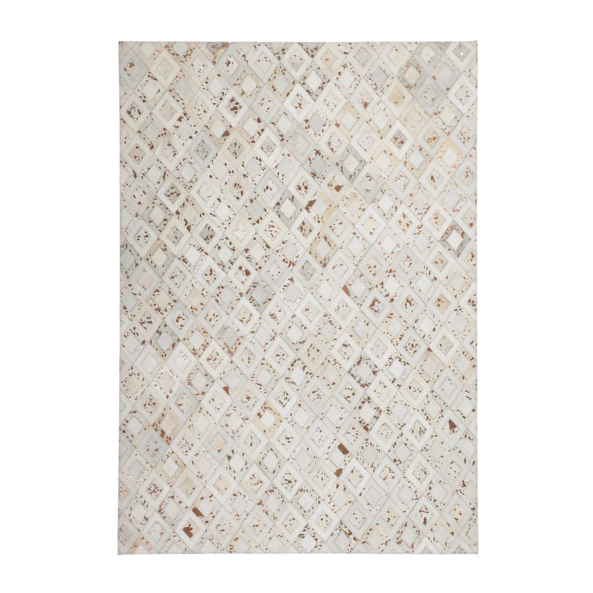 Paris Prix Tapis en Cuir Effet Métallique  Spark  Ivoire & Chrome