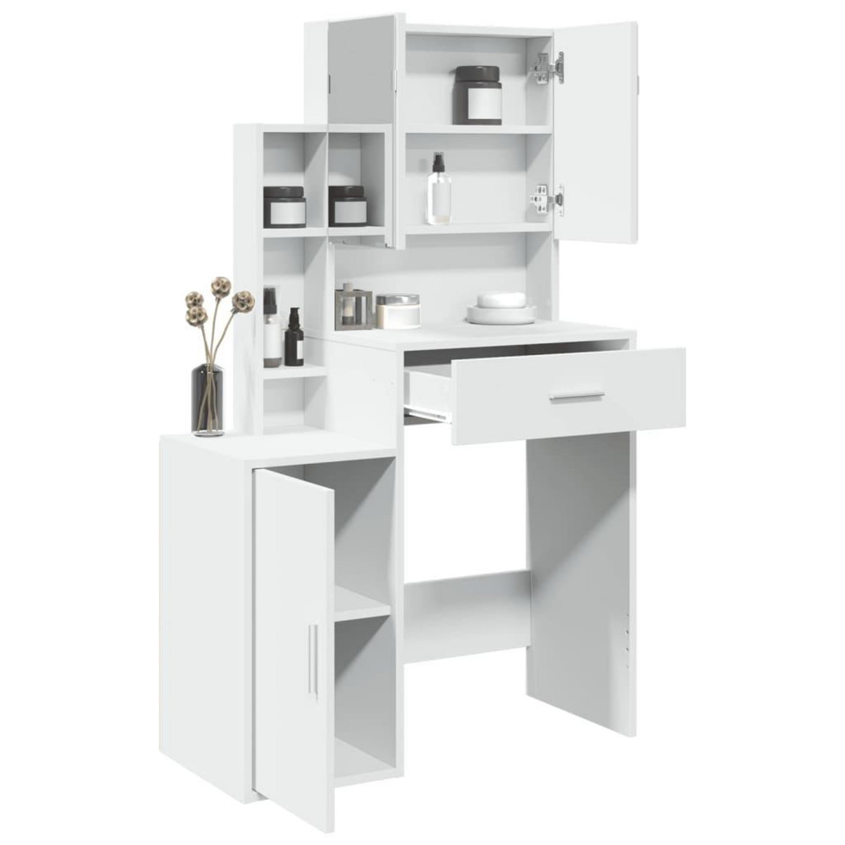 VIDAXL Coiffeuse avec armoire blanc 80x35x132 cm