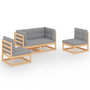 Voir la diapositive 2 : VIDAXL Salon de jardin 4 pcs avec coussins Bois de pin massif
