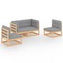 Voir la diapositive 2 : VIDAXL Salon de jardin 4 pcs avec coussins Bois de pin massif