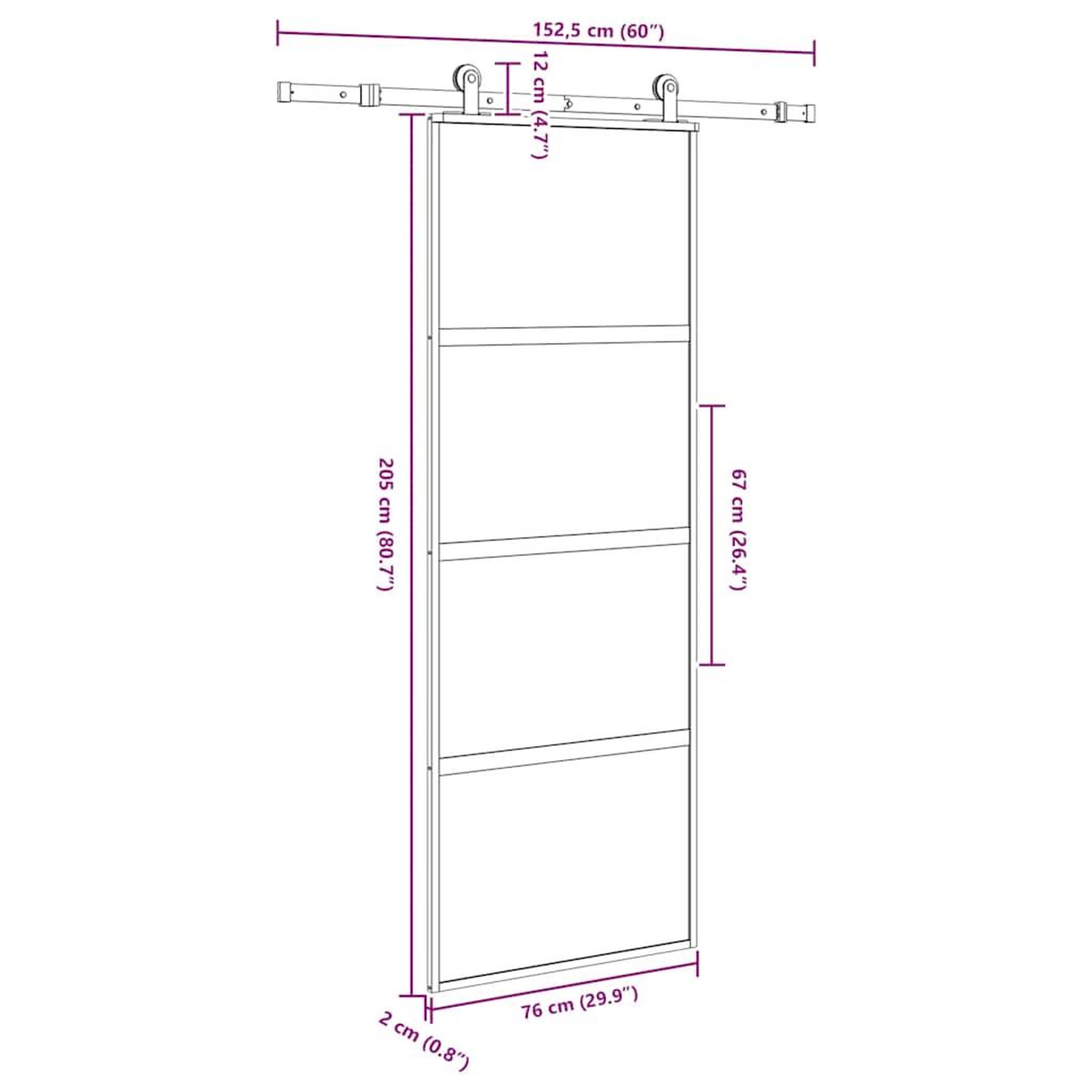Voir la diapositive 6 : VIDAXL Porte coulissante kit de quincaillerie trempe verre aluminium