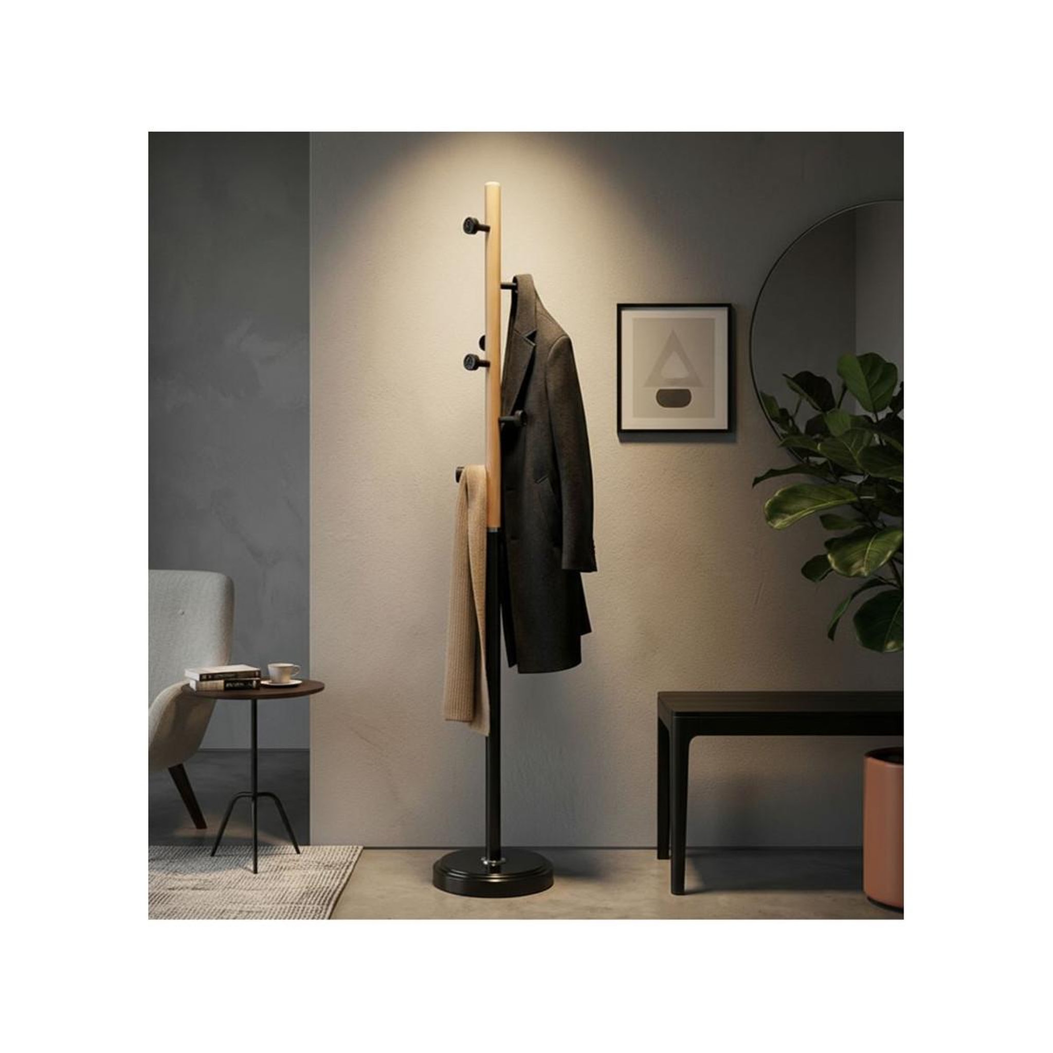 Voir la diapositive 6 : Paris Prix Porte-manteau en bois  rock  176cm noir & naturel