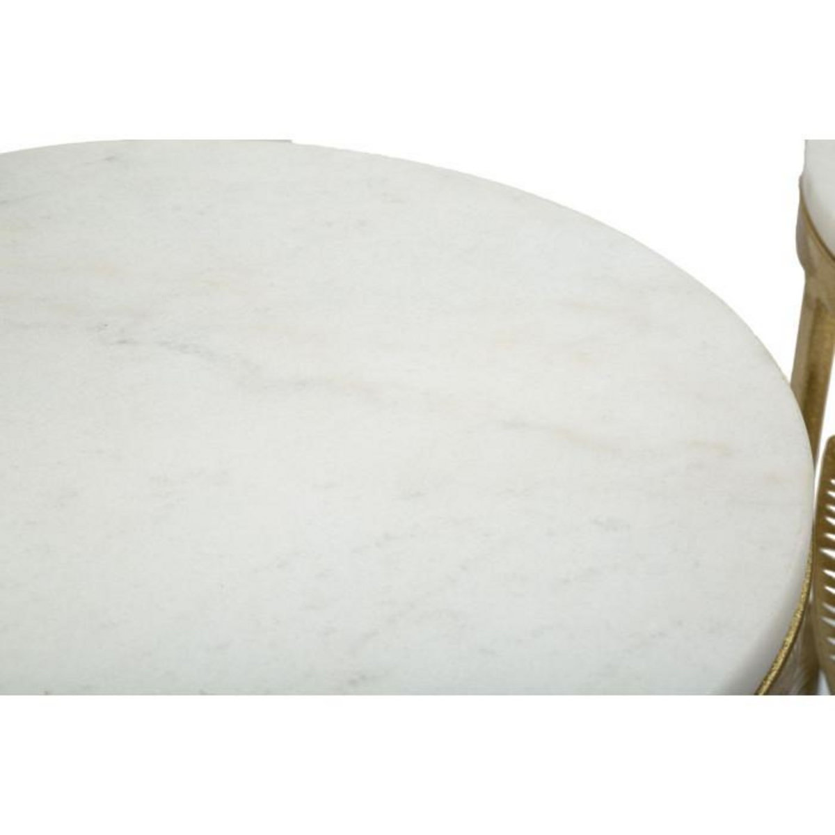 Paris Prix Lot de 2 Tables d'Appoint Effet Marbre  Leaf  65cm Or