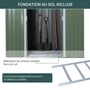 Voir la diapositive 6 : OUTSUNNY Abri de jardin - remise pour outils - fondation incluse - cabanon 2 portes coulissantes verrouillables - dim. 213L x 130l x 173H cm - tôle d'acier vert