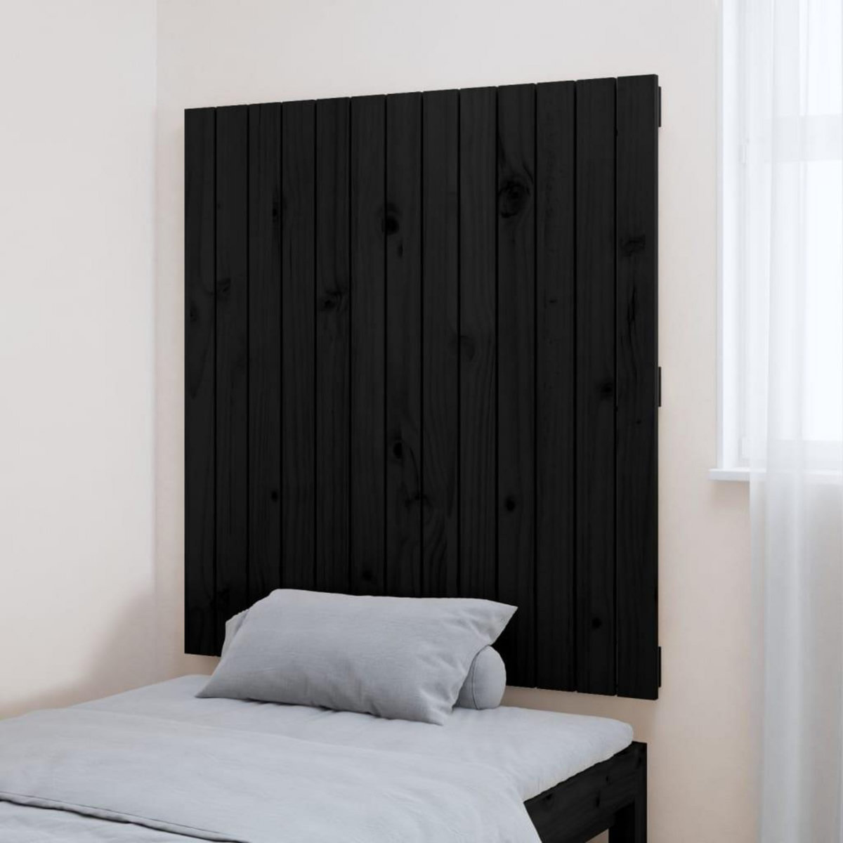 VIDAXL Tete de lit murale Noir 82,5x3x90 cm Bois massif de pin