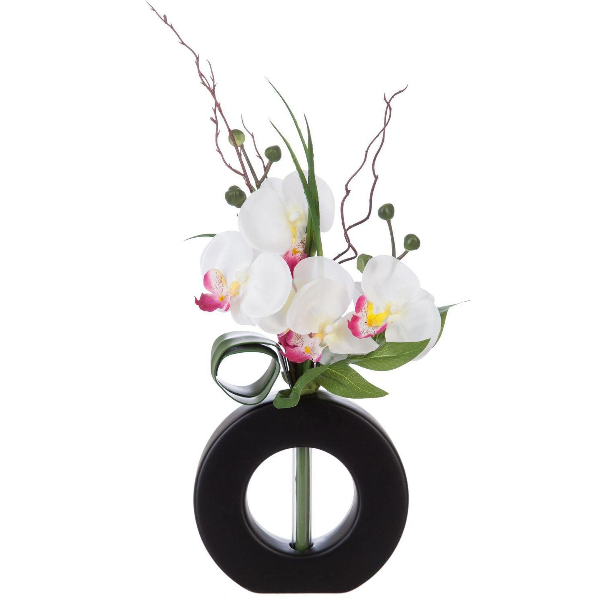 ATMOSPHERA Composition florale vase  - hauteur 44 cm - orchidée. Coloris disponibles : Blanc