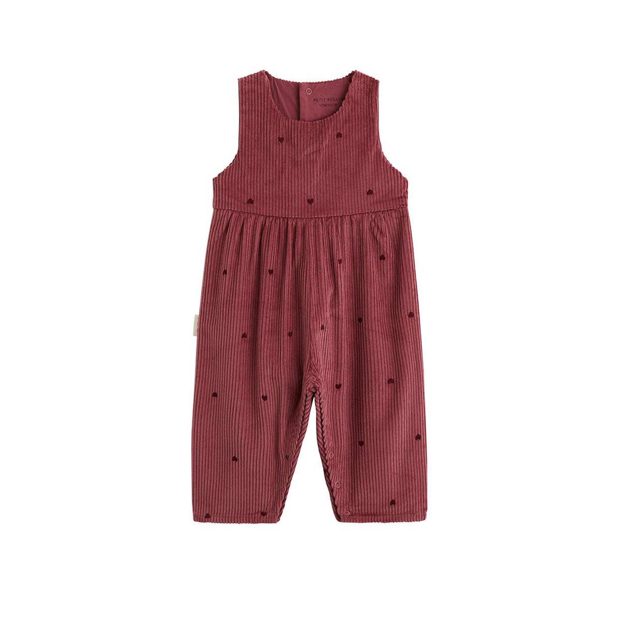 PETIT BEGUIN Salopette bébé en velours côtelé aimée. Coloris disponibles : Rouge