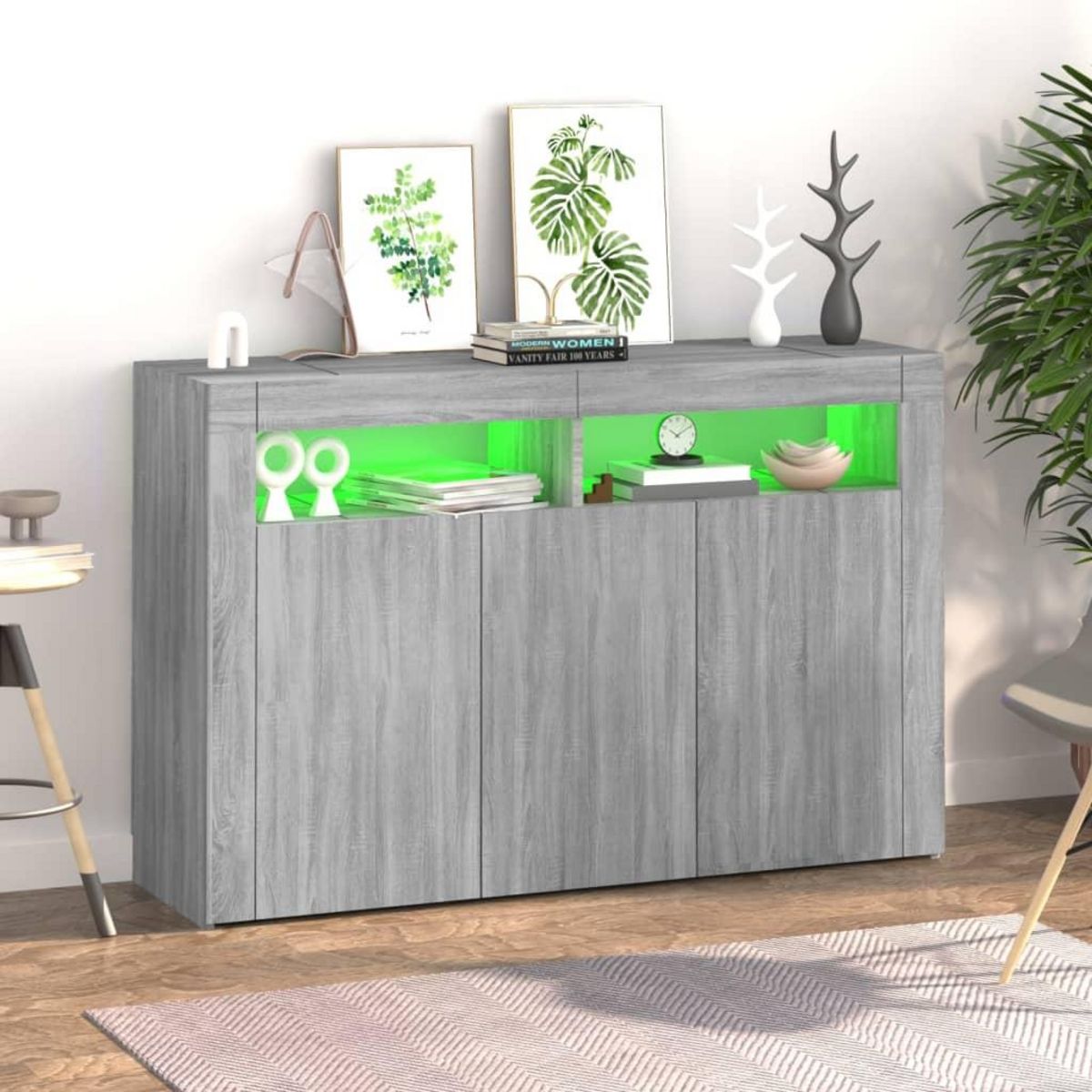 VIDAXL Buffet avec lumieres LED sonoma gris 115,5x30x75 cm
